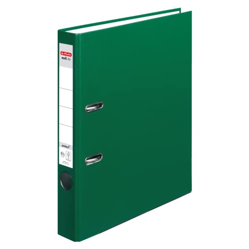 Herlitz Ordner maX.file protect A4 8cm PP-Kunststoffbezug/Papier hellgr.besch. (grün, 5cm | 5er Pack) von Herlitz