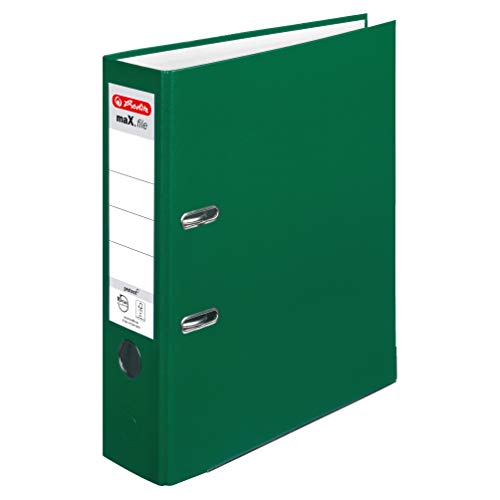 Herlitz Ordner maX.file protect A4 8cm PP-Kunststoffbezug/Papier hellgr.besch. (grün, 8cm | 20er Pack) von Herlitz