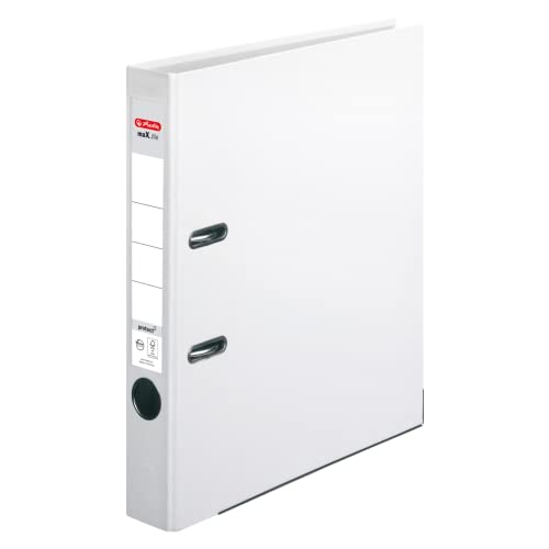 Herlitz Ordner maX.file protect A4 8cm PP-Kunststoffbezug/Papier hellgr.besch. (weiß, 5cm | 5er Pack) von Herlitz