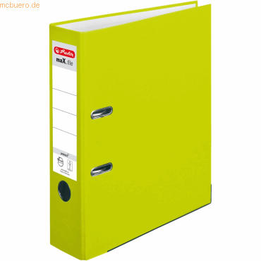 Herlitz Ordner maX.file protect A4 8cm neon grün PP-Kunststoffbezug von Herlitz