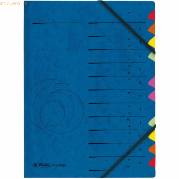 Herlitz Ordnungsmappe 1-12 A-Z blau mit farbige Taben 12 Fächer von Herlitz