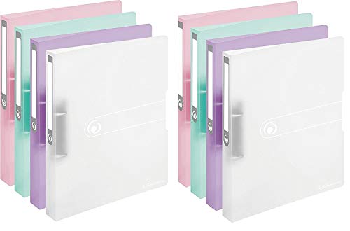 Herlitz Ringbuch A4, 2 Ringe, 3,8 cm, Füllhöhe 25 mm, PP-Folie, Pastell transparent (2X 4er Pack je 2) von Herlitz