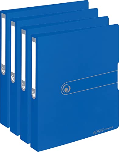 Herlitz Ringbuch A4 (PP, 2-Ring-Kombi-Mechanik, 3,8 cm Rücken, 25 mm Füllhöhe) 4er Set, opak blau von Herlitz