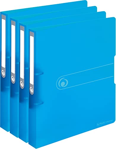 Herlitz Ringbuch A4 (PP, 2-Ring-Kombi-Mechanik, 3,8 cm Rücken, 25 mm Füllhöhe) 4er Set, transparent blau von Herlitz