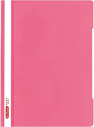 Herlitz Schnellhefter A4 - Quality, Polypropylen-Folie, Glasklar mit Beschriftungsstreifen, pink 1 Stück von Herlitz