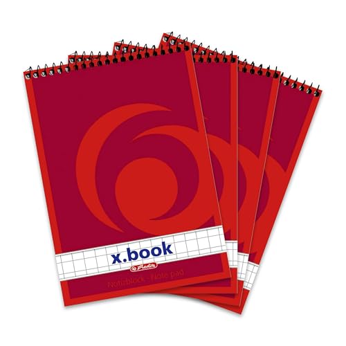 Herlitz Spiral-Notizblock x.book A6, kariert, 50 Blatt, ohne Rand, 4 Stück Herlitz Spiral-Notizblock x.book A6, kariert, 50 Blatt, ohne Rand, 4 Stück von Herlitz