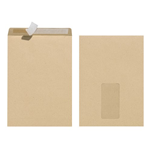 Herlitz Versandtasche C5 90 g Haftklebend mit Fenster, Recyclingpapier, blauer Engel, 10-er Packung, eingeschweißt, braun von Herlitz