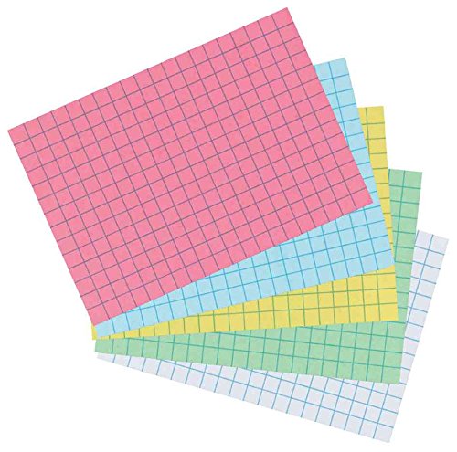 Karteikarten Sparpaket DIN A7 400 Stück in 6 Farben auswählbar in liniert, kariert oder blanko (blau kariert) von Herlitz
