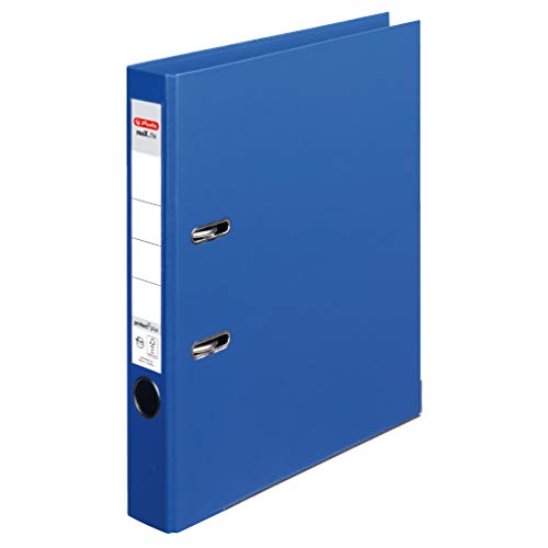 Ordner maX.file protect+ A4 Voll-PP-Folienbezug Wechselfenster 4er Pack breit (blau schmal, 8) von Herlitz