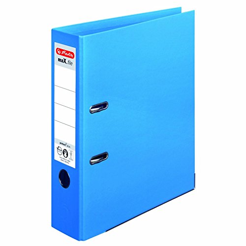 Ordner maX.file protect+ A4 Voll-PP-Folienbezug Wechselfenster 4er Pack breit (hellblau breit, 4) von Herlitz