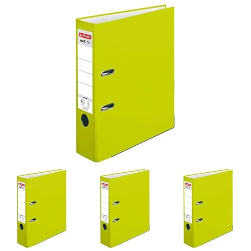 Ordner maX.file protect A4, Rückenbreite 8 cm, neon-grün, 1 Stück (Packung mit 4) von Herlitz