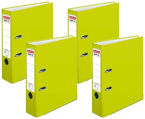 Ordner maX.file protect A4, Rückenbreite 8 cm, neon-grün, 1 Stück (Packung mit 4) von Herlitz