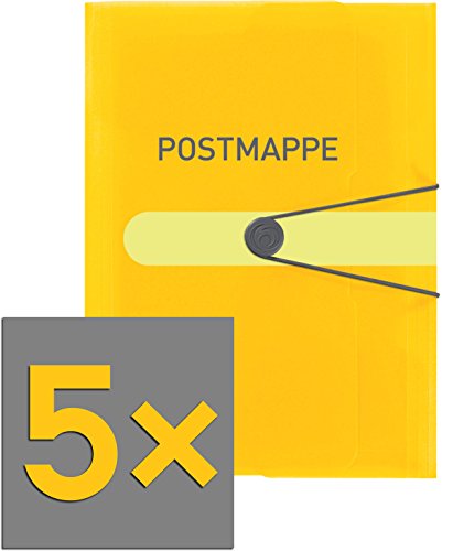 Postmappe A4 PP transparent gelb, 3 Klappen, VE=5 Stück von Herlitz