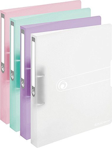 Ringbuch A4 PP 2-Ring 3,8cm Pastell transparent 4er-Pack sort. von Herlitz