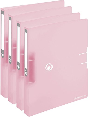 Ringbuch A4 PP 2-Ring 3,8cm Pastell transparent rosé 4er-Pack von Herlitz
