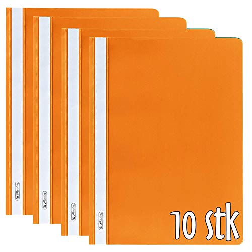 Schnellhefter PP A4 10 Stück Vorteilspack [Mehrere Farben & Kombinationen zur Auswahl] (Orange) von Herlitz