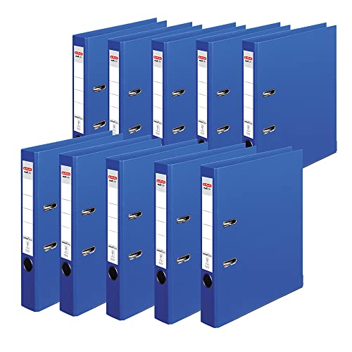 Herlitz 10834752 Ordner maX.file protect+, A4, Rückenbreite: 5cm, Voll-PP-Folienbezug, blau, 10 Stück von Herlitz