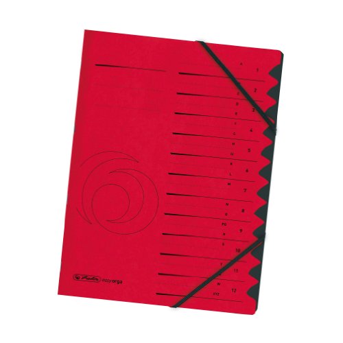 Herlitz 10843324 Ordnungsmappe Quality 1-12, A4, rot, 12 Fächer mit Gummizug, 1 Stück Herlitz 10843324 Ordnungsmappe Quality 1-12, A4, rot, 12 Fächer mit Gummizug, 1 Stück von Herlitz