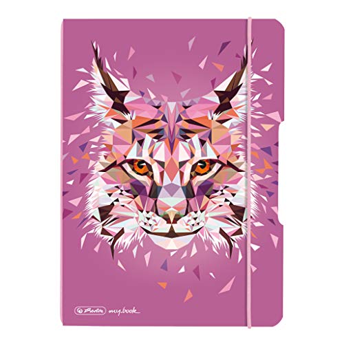 herlitz 50027293 Notizheft flex mit Wechselcover, A5, 40 Blatt punktiert, Motiv: Wild Animals Luchs, 1 Stück von Herlitz