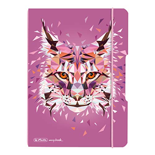 Herlitz 50027293 Notizheft flex mit Wechselcover, A5, 40 Blatt punktiert, Motiv: Wild Animals Luchs, 1 Stück von Herlitz