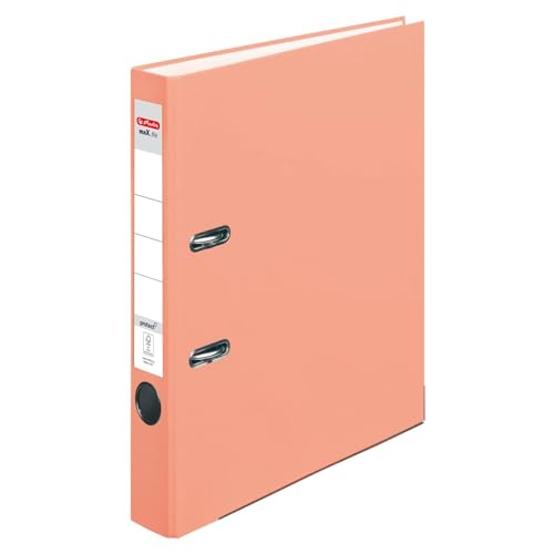 Herlitz 50028474 Ordner maX.file protect A4 (5 cm mit Einsteckrückenschild), Lachs, 1 Stück von Herlitz