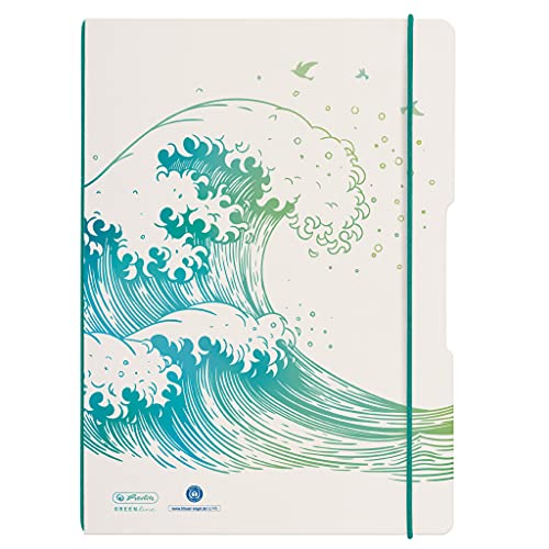 Herlitz 50033645 Notizheft Flex, A4, 2 X 40 Blatt, Liniert Und Kariert, Motiv: GREENline Welle, 1 Stück von Herlitz