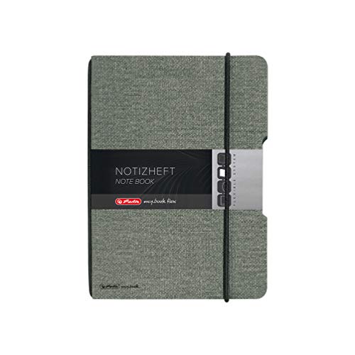 Herlitz 50033706 Notizheft flex Leinen, A5, 40 Blatt punktiert, FSC-Mix, Farbe: grau, 1 Stück von Herlitz