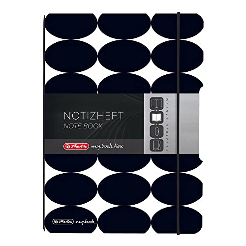 herlitz 50039784 Notizheft flex A5, 40 Blatt punktiert, Motiv: Just Black, 1 Stück von Herlitz