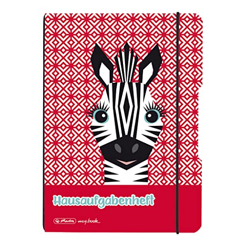 herlitz Aufgabenheft flex, A5, 48 Blatt, Motiv: Cute Animals Zebra, 1 Stück, Hausaufgaben, 50039845 von Herlitz