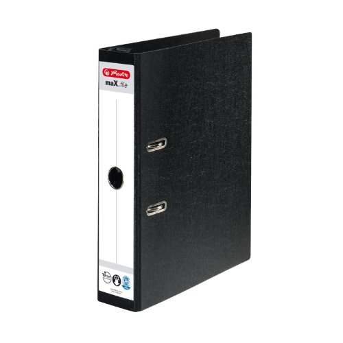 herlitz Hängeordner maX.file A4, 7 cm Rückenbreite, Schwarz, mit geklebtem Rückenschild – Ordner für Hängeregistratur, stabile Qualität von Herlitz