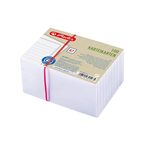 Herlitz Karteikarten A7, liniert, Weiß, Blauer Engel, 100 Stück, für Vokabeln, als Lernkarten und Moderationskarten, 50041114 Herlitz Karteikarten A7, liniert, Weiß, Blauer Engel, 100 Stück, für Vokabeln, als Lernkarten und Moderationskarten, 50041114 von Herlitz