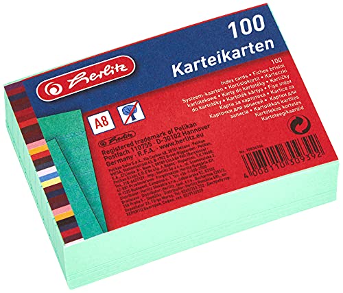 herlitz Karteikarte A8, liniert, grün, 100 Stück von Herlitz