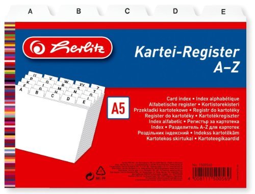 herlitz Karteiregister A Z, PP, A5 quer, weiß, 24teilig herlitz Karteiregister A Z, PP, A5 quer, weiß, 24teilig von Herlitz