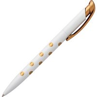 herlitz Kugelschreiber Pure Glam weiß mit goldenen Punkten, Schreibfarbe: blau, 1 St. von Herlitz