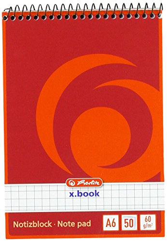 herlitz Notizblock A6 kariert, 50 Blatt, Spiralbindung oben, Rot, kleiner Schreibblock für Schule, Büro & unterwegs herlitz Notizblock A6 kariert, 50 Blatt, Spiralbindung oben, Rot, kleiner Schreibblock für Schule, Büro & unterwegs von Herlitz