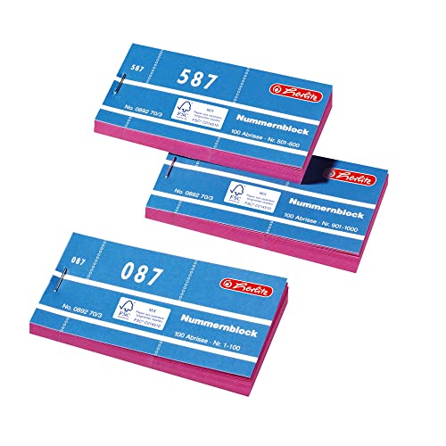 herlitz Nummernblock, Nummern 1-1000, 100 Abrisse je Block herlitz Nummernblock, Nummern 1-1000, 100 Abrisse je Block von Herlitz