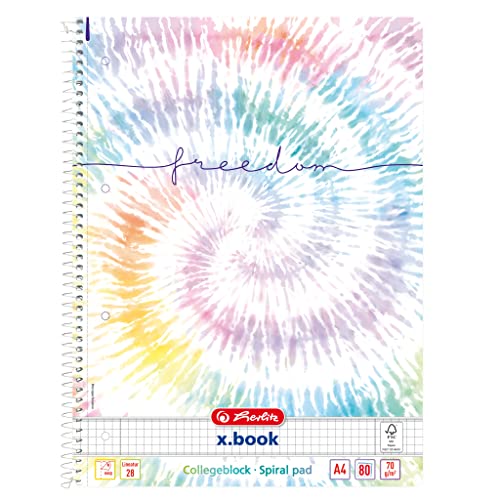 Herlitz Collegeblock New Batic Freedom A4, Lineatur 28, 100 Blatt, Rand innen und außen von Herlitz