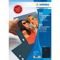 10 HERMA Fotosichthüllen Fotophan 9x13 cm schwarz genarbt von Herma
