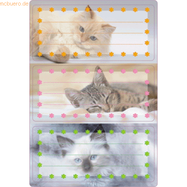 10 x HERMA Buchetiketten 76x36mm Vario Katzen beglimmert VE=2 Blatt von Herma