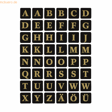 10 x HERMA Buchstaben 13x13mm A-Z selbstklebend Folie gold geprägt auf 10 x HERMA Buchstaben 13x13mm A-Z selbstklebend Folie gold geprägt auf von Herma