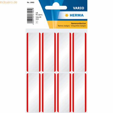 10 x HERMA Namensetiketten Acetat-Seide 54x19mm weiß/rot VE=16 Stück von Herma