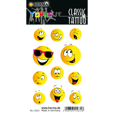 10 x HERMA Schmucketikett CLASSIC Tattoo Colour Happy face 1Bl 10 x HERMA Schmucketikett CLASSIC Tattoo Colour Happy face 1Bl von Herma