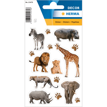10 x HERMA Schmucketikett DECOR Afrika Tiere von Herma