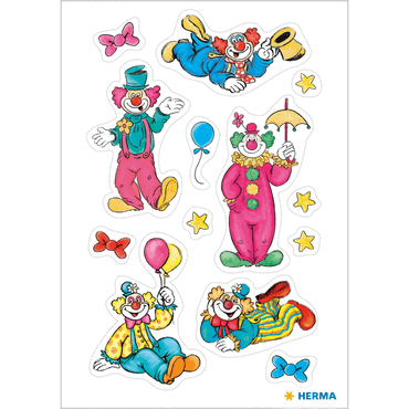 10 x HERMA Schmucketikett DECOR Clowns 10 x HERMA Schmucketikett DECOR Clowns von Herma