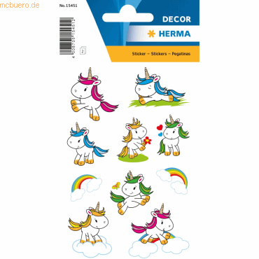 10 x HERMA Schmucketikett Decor Baby Einhorn Beglimmert von Herma