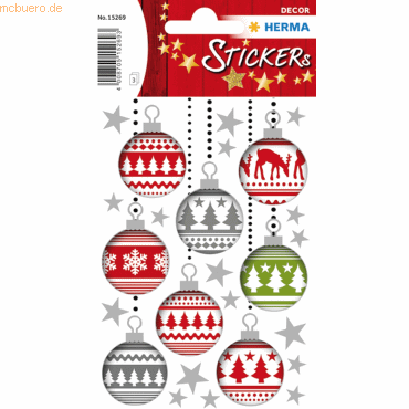 10 x HERMA Schmucketikett Decor Christbaumkugeln 3 Blatt 10 x HERMA Schmucketikett Decor Christbaumkugeln 3 Blatt von Herma