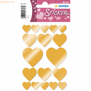 10 x HERMA Schmucketikett Decor Herzen Gold Goldprägung 10 x HERMA Schmucketikett Decor Herzen Gold Goldprägung von Herma