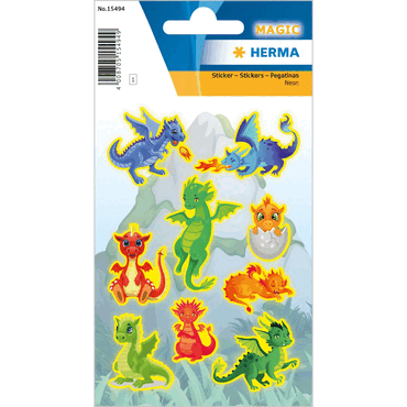 10 x HERMA Schmucketikett MAGIC Drachen Neon 1 Bl 1 Pack 10 x HERMA Schmucketikett MAGIC Drachen Neon 1 Bl 1 Pack von Herma