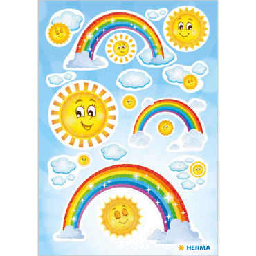 10 x HERMA Schmucketikett MAGIC Rainbow Glitterfolie 1 Bl 1 Pack von Herma