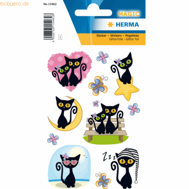 10 x HERMA Schmucketikett Magic Cute Cat Folie Beglimmert 10 x HERMA Schmucketikett Magic Cute Cat Folie Beglimmert von Herma